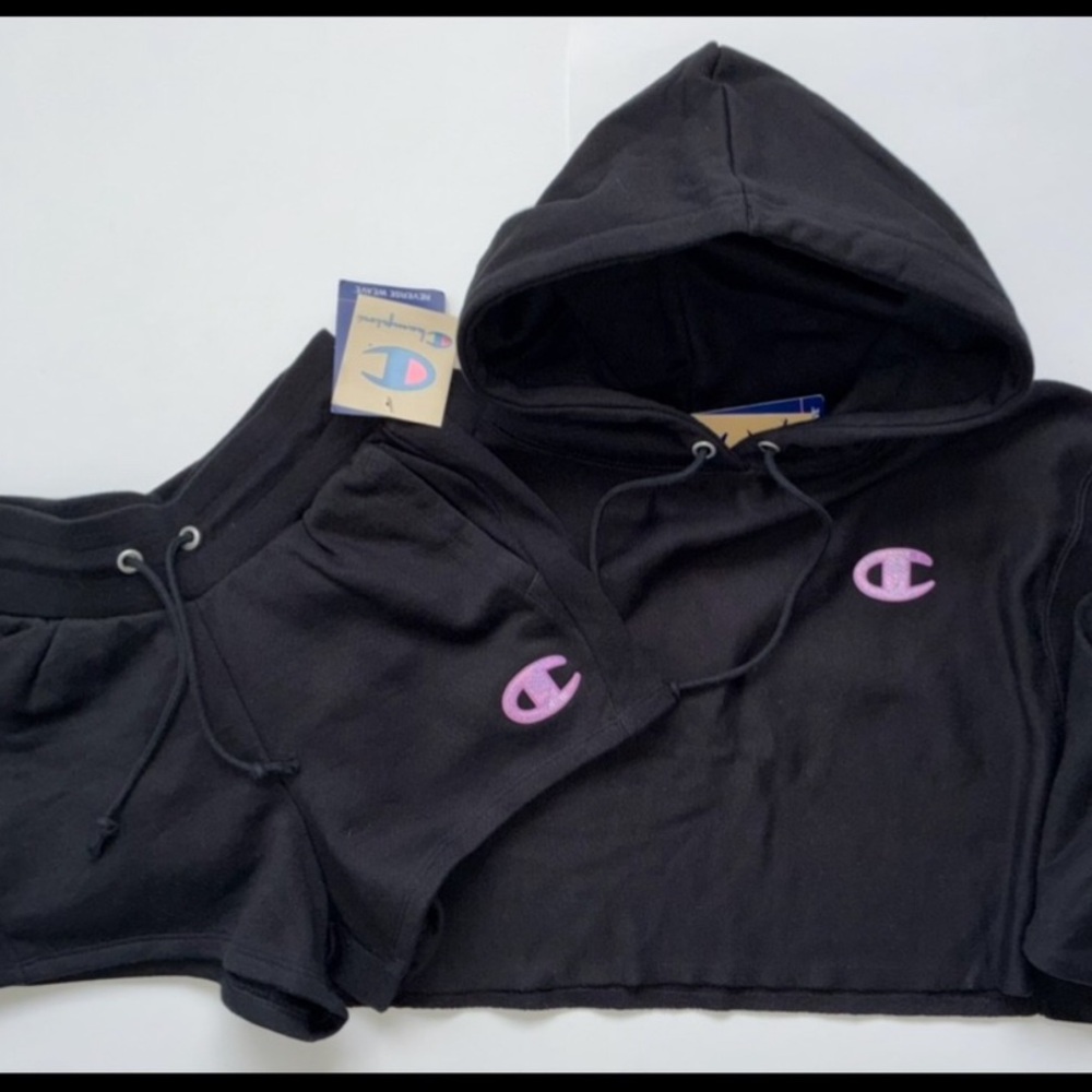 Champion Pink Logo Hoodie & Short Set